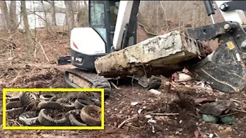 Abandoned Home Demolition Southern Illinois - Day 1with the Bobcat Mini Excavator