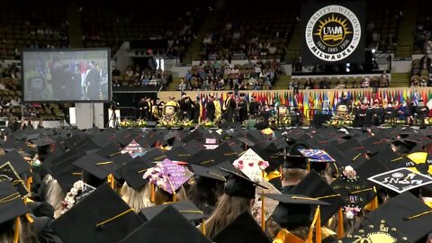 Dwayne Wade and Willem Dafoe speak to new graduates