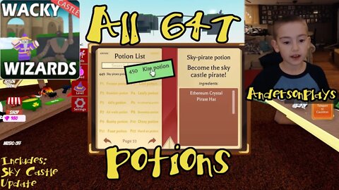 AndersonPlays Roblox Wacky Wizards All Potions - All 647 Potions Book Recipes - Sky Castle Update