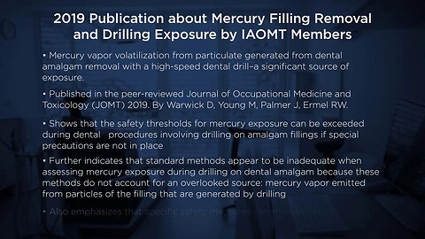 SMART: 2019 Publication about Mercury Filling Removal and Drilling Exposure by IAOMT Members