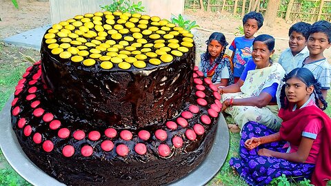 GEMS CHOCOLATE CAKE | Amazing Cake Decorating | Homemade Chocolate Cake | Village Fun Cooking