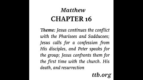 Matthew Chapter 16 (Bible Study)