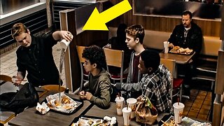 Teenagers Make Fun of Boy at Burger King, But Miss the Bench-Sitting Guy