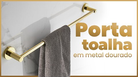 Porta Toalhas em Metal Dourado - Lenharo Mega Store - MOD. BMI-AB9524G