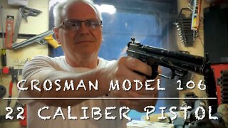 Crosman model 106 22 caliber multi pump pellet pistol. Back from repair. How’s she shootin’?