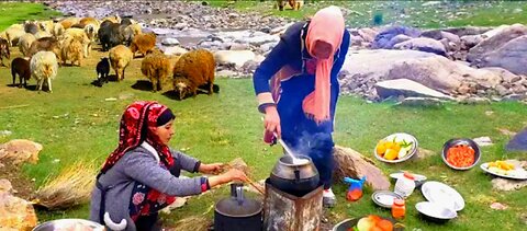 Shepherd Women Cooking Traditional Food in Nature | village life Afghanistan