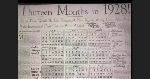 The Correct Calender - 13 Months - It Was Used Until 1928