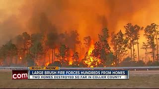 large brush fire forces hundreds from homes