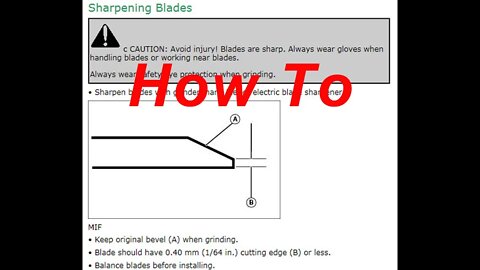 Sharping a lawn mower blade.