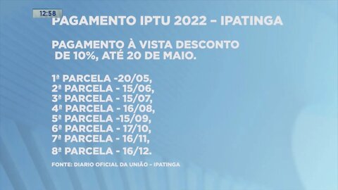 Ipatinga: prefeitura divulga novas datas para pagamento do IPTU 2022