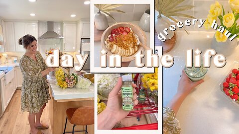 DAY IN THE LIFE | healthy grocery haul, nourishing drinks, Q&A: rainbow baby, & at home-workout