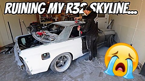 There's no turning back now! Sanding the whole car...Skyline Build Part 5