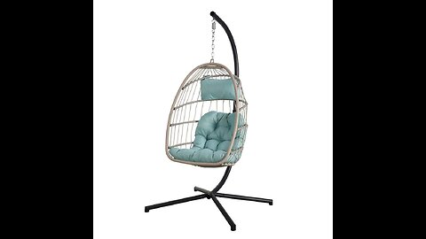 Patiorama Indoor Outdoor Egg Swing Chair Without Stand, Patio Wicker Rattan Hanging Chair w/Cus...