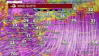Wind speeds across eastern Colorado as of 10 a.m.