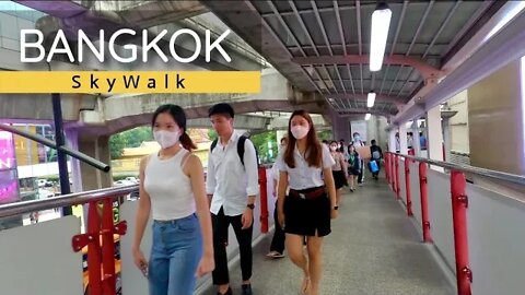 Sky walk BKK | Bridge Elevated Walkway Bangkok 4K