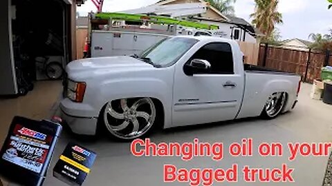 Amsoil oil change on a Bagged truck