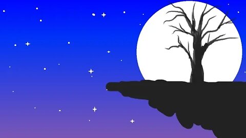 Beautiful Moonlight Scenery Drawing With Ms Paint - Step By Step