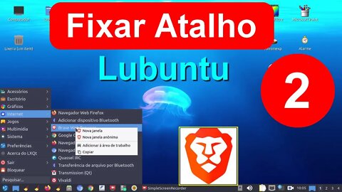 Video 2 - Como fixar um atalho na barra de tarefas do linux Lubuntu Desktop LXQt