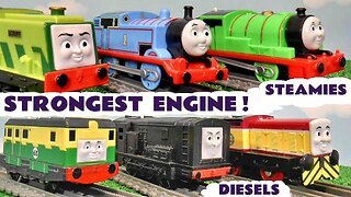 STRONGEST Engine Thomas Toy Train Story With Steamies And Diesels #toys #trains