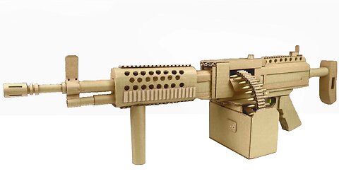 DIY Cardboard M249 Light Machine Gun That Shoots