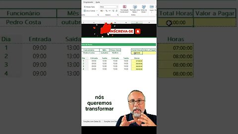 Calcular horas trabalhadas com turnos - Parte 2/5 #shorts #dicasexcel #domineexcel