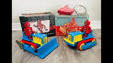 Both versions of Robert the Robot Bulldozer including the Rare Windup !!!