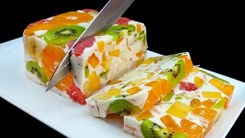 Only milk and fruit! Delicious and healthy dessert without gelatin and bake in 5 minutes.BY MEO G