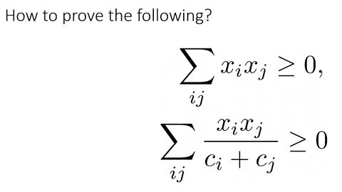 Interesting inequality sum over x ix j/(c_i+c_j)