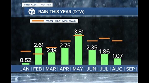 Rainfall at Detroit Metro Airport well below average this year