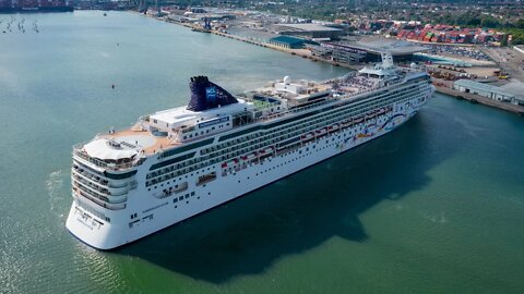 NCL Norwegian Star cruise ship, Southampton 03/07/2022 departure. 4k DJI Air 2S