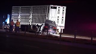 Driver rushed to hospital after collision with semi-truck on I-76 in Adams County