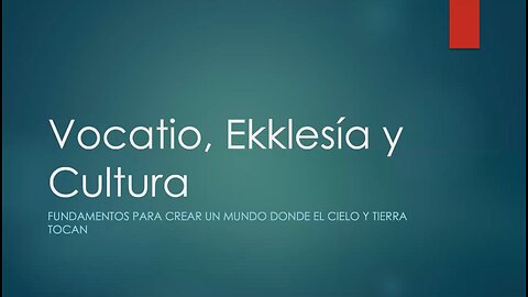 Un introducción a vocación, Iglesia y cultura