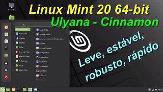 Teste no pendrive do Linux Mint 20 Ulyana Cinnamon 64-bit