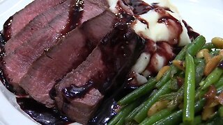 Grilled Ostrich Filet Steaks with Fig Port Wine Reduction Sauce