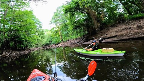 Kayak Fishing In The Creek - Night Catfishing