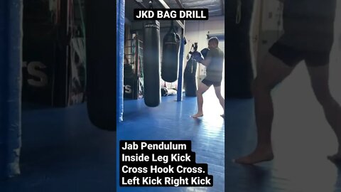 JKD BAG DRILL JAB PENDULUM INSIDE LEG KICK