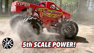 Awesome Carnage. Primal RC 5th Scale Monster Truck Shreds The Backyard