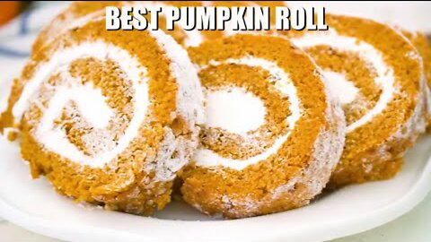 Pumpkin Roll with Cream Cheese Frosting - Sweet and Savory Meals