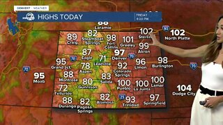 A hot end to the week, with late-day scattered storms