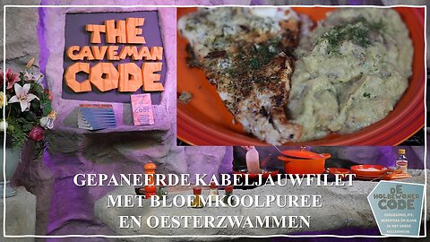 Gepaneerde kabeljauwfilet met bloemkoolpuree en oesterzwammen | Nikko Norte