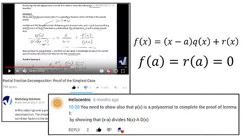 Partial Fraction Decomposition: Proof of the Simplest Case: REVISITED