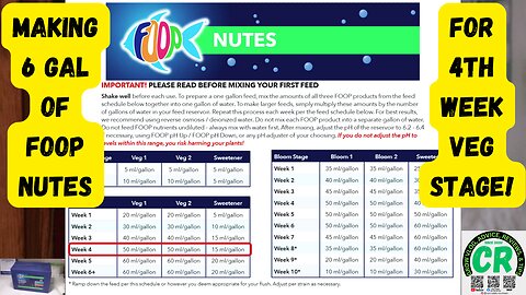 How to make 6 gallons of FOOP Organic Nutrient mix for my plants in their 4th week veg stage!