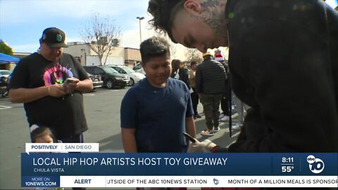 'Feel like a kid in a candy store': San Diego hip hop artists host toy giveaway in Chula Vista