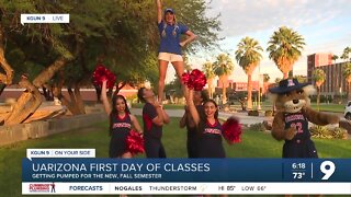 April's wobbly cheer stunt with UArizona cheerleaders