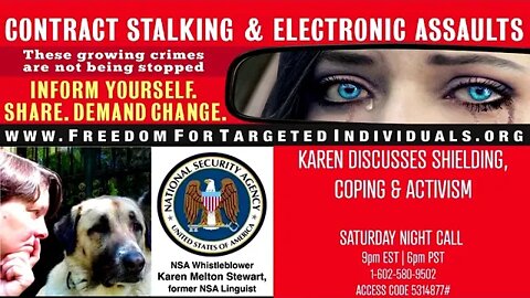 Gang stalking : NSA Whistle blower Karen Stewart Discusses Shielding Coping 26 Activism