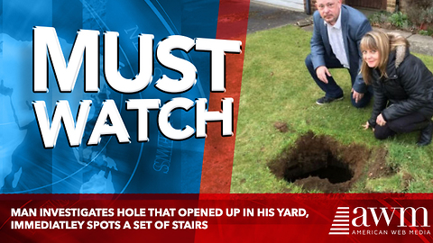 Man Investigates Hole That Opened Up In His Yard, Immediately Spots A Set Of Stairs