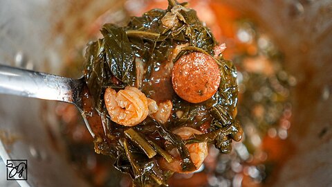 Changing the Game with Gumbo Collard Greens and Shrimp