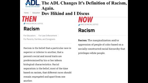 The ADL Changes It's Definition of Racism, Again. Dov Hikind and I Discuss.