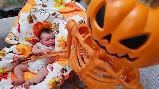 GIANT Skeleton Pumpkin Meets Reborn Baby| Changing 2 Reborn Baby Dolls| nlovewithwithreborns2011