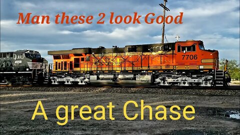 Great chase of NS lead by graffitied BNSF